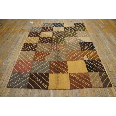 Vintage Mid Century American Hooked Rug American Multicolor 1960s