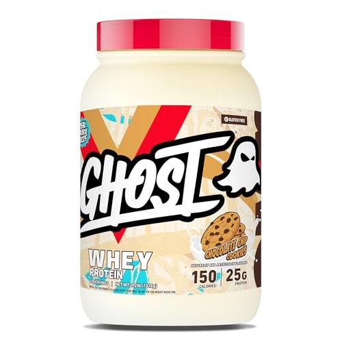 GHOST Whey Protein Powder, Chocolate Chip Cookies - 2LB, 25G of Protein - Whey Protein Isolate & Concentrate Blend - Post Workout Fitness & Nutrition 