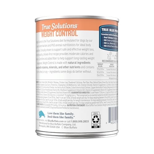 Blue Buffalo True Solutions Weight Control Formula Wet Dog Food for Adult Dogs, Chicken Recipe, 12.5 Oz. Cans, 3 Count thumbnail