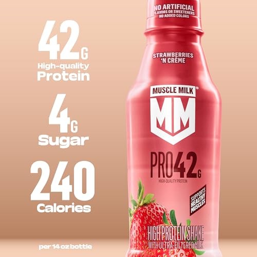 Muscle Milk Pro High Protein Shake, Chocolate, 14 Fl Oz Bottle, Ultra-Filtered Milk, 42g High Quality Protein, 4g Sugar, 240 Calories, No Artificial F thumbnail