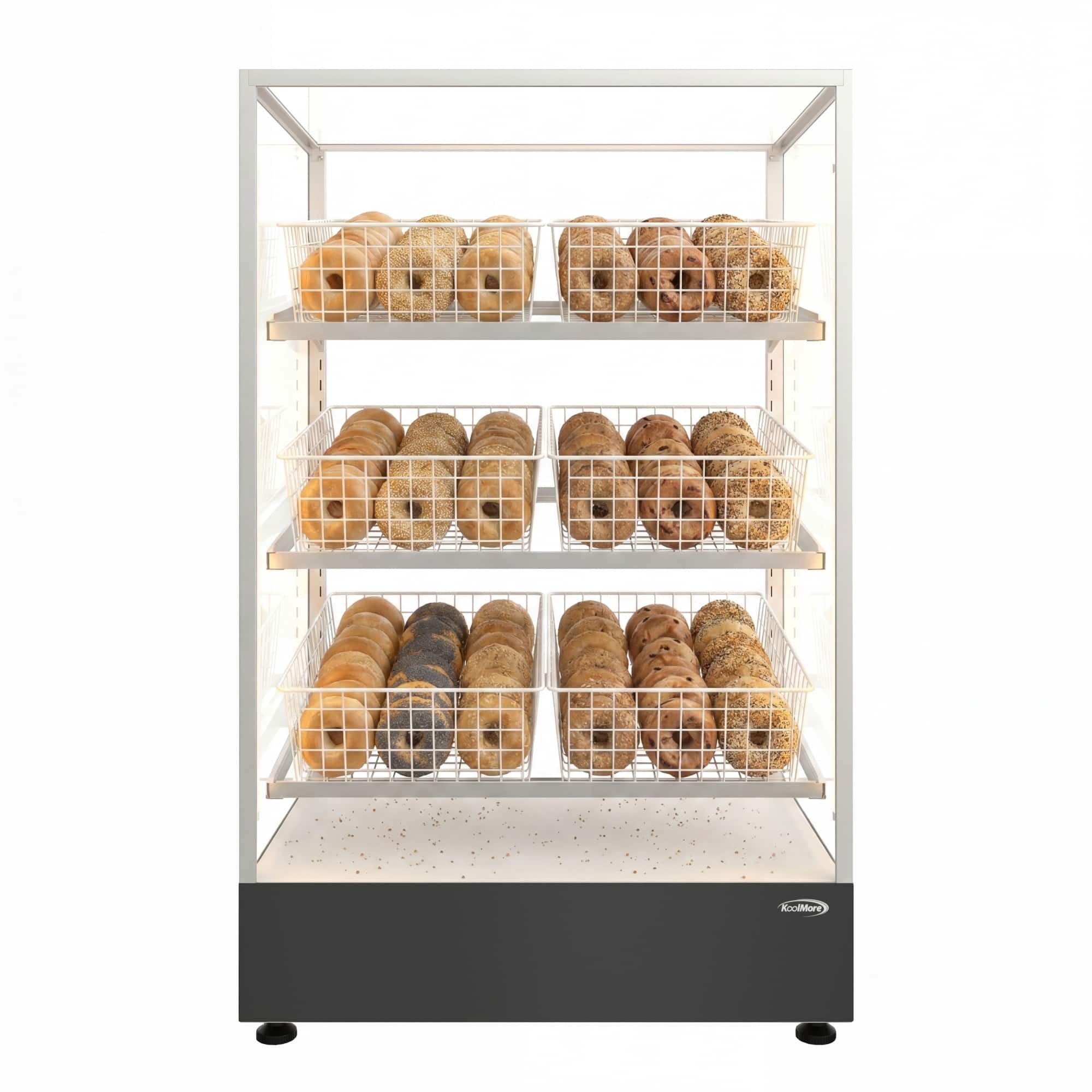 Koolmore - 30 in. Floor Standing Bagel Bakery Display Case with 6 Baskets, Open Back  with Side LED KM-FDC-B6 - Black