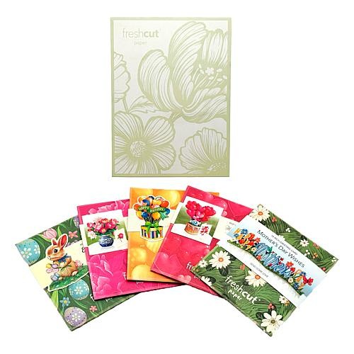 FreshCut Paper Freshcut Paper Mixed Pop-up Greetings, Card and Envelope 5-pack