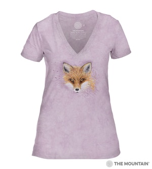 The Mountain Women's Triblend V-Neck T-Shirt - Fox Fire - Pink