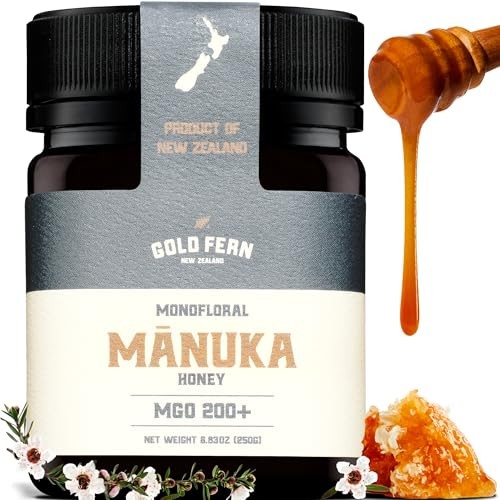Gold Fern Honey - Raw New Zealand Manuka Honey | 8.8oz MGO 200+ | Pure, Natural, Unpasteurized, and Unfiltered Superfood Honey, Traceable from Hive to