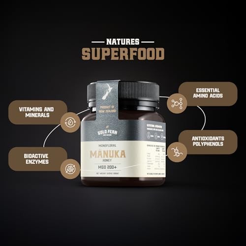 Gold Fern Honey - Raw New Zealand Manuka Honey | 8.8oz MGO 200+ | Pure, Natural, Unpasteurized, and Unfiltered Superfood Honey, Traceable from Hive to thumbnail