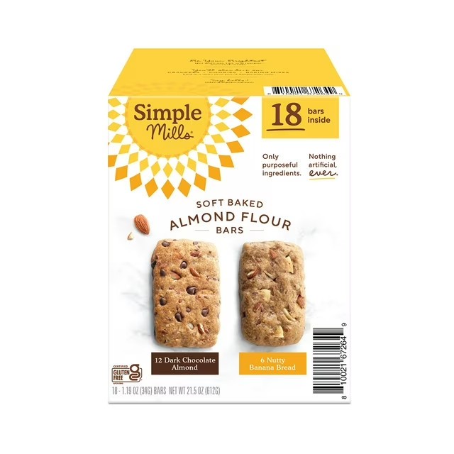 Simple Mills Soft Baked Almond Flour Bars, Variety Pack, 18 Ct thumbnail