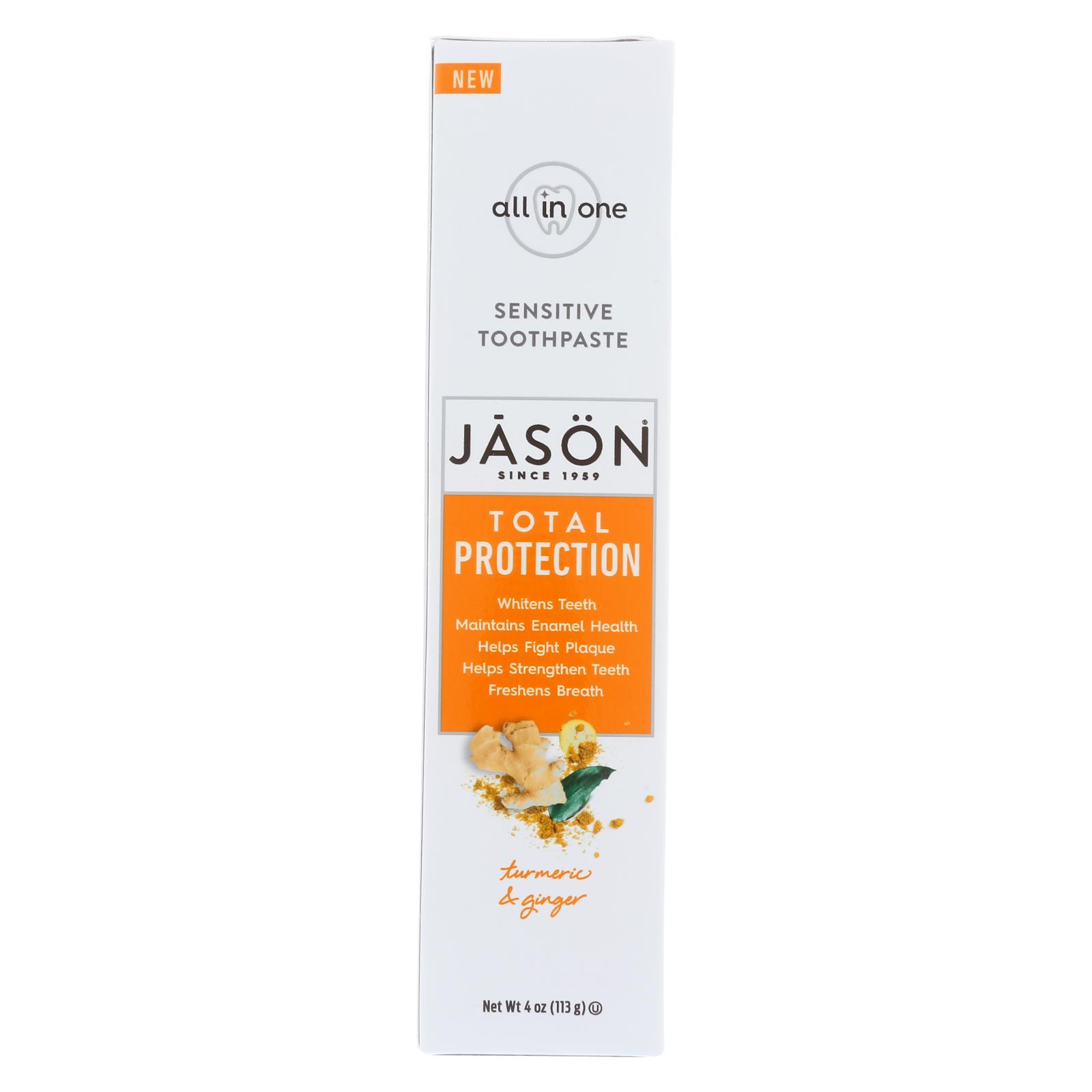 Jason Natural Cosmetics, Toothpaste Total Protection Turmeric Ginger, 4 Ounce