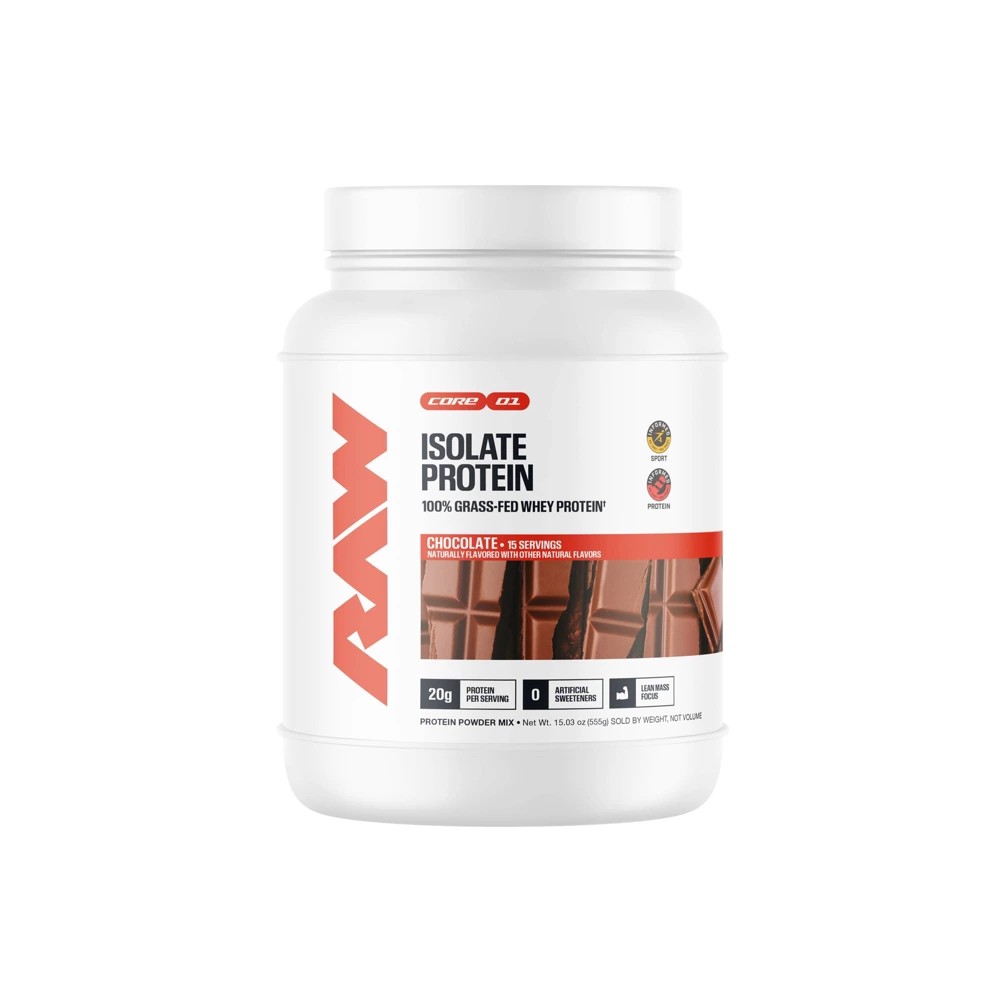 RAW Nutrition Grass Fed Whey Isolate Protein Powder - Chocolate - 15 Servings