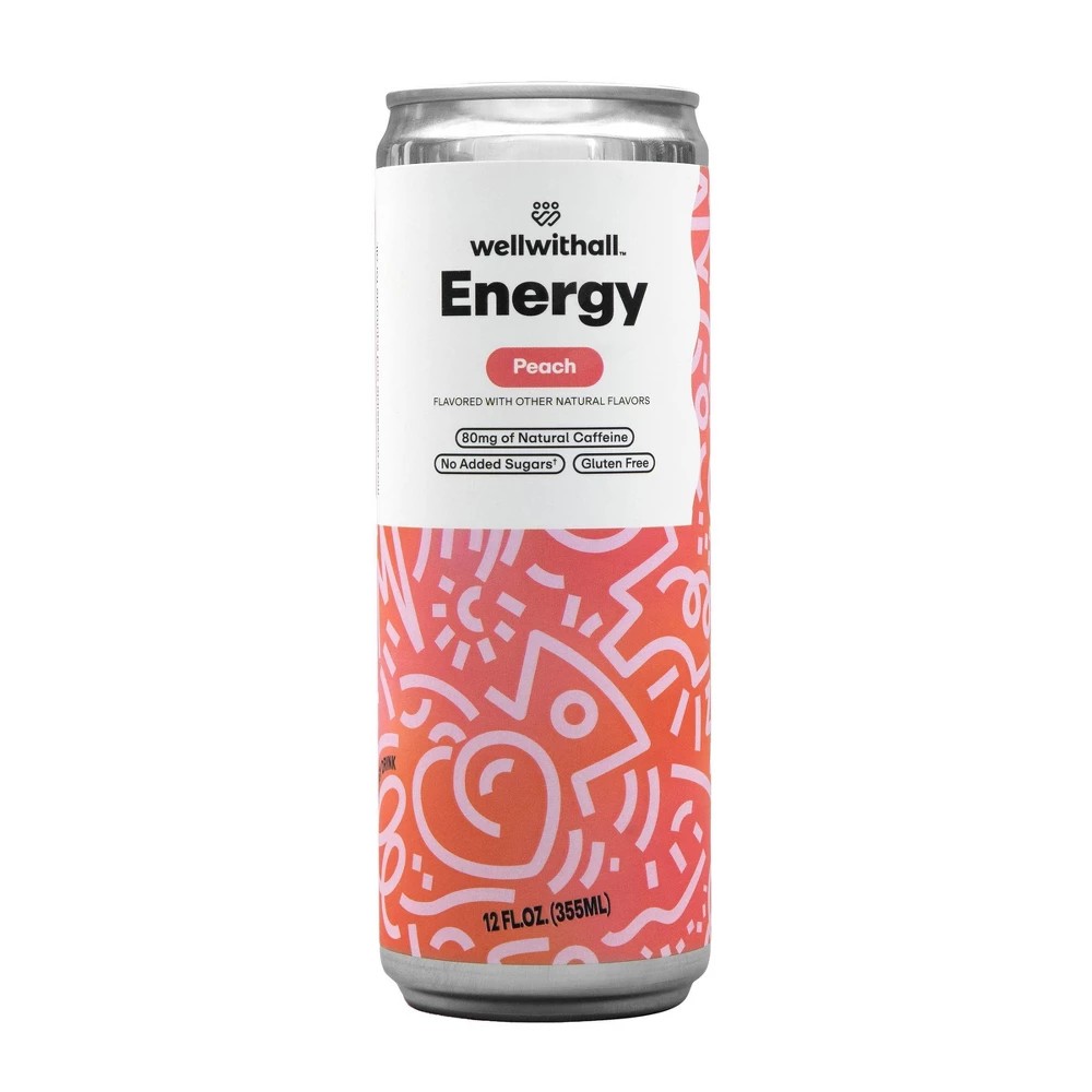 WellWithAll Energy Peach Energy Drink - 12 Fl Oz
