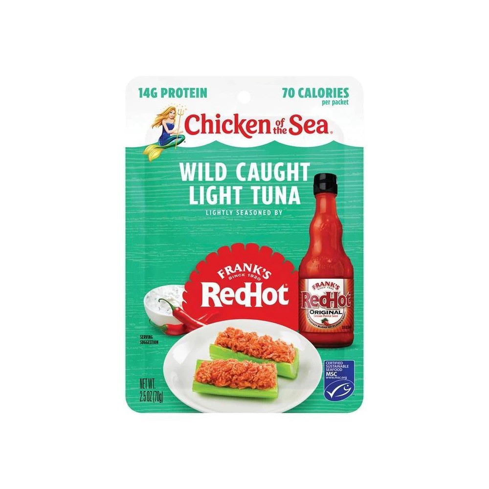 Chicken of the Sea Wild Caught Light Tuna Lightly Seasoned by Frank's RedHot Hot Sauce - 2.5oz