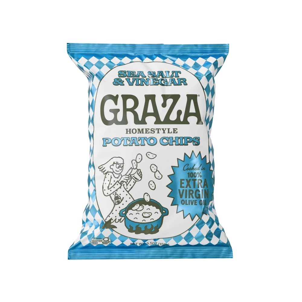 Graza Extra Virgin Olive Oil Sea Salt and Vinegar Potato Chips Bag - 5.5.oz