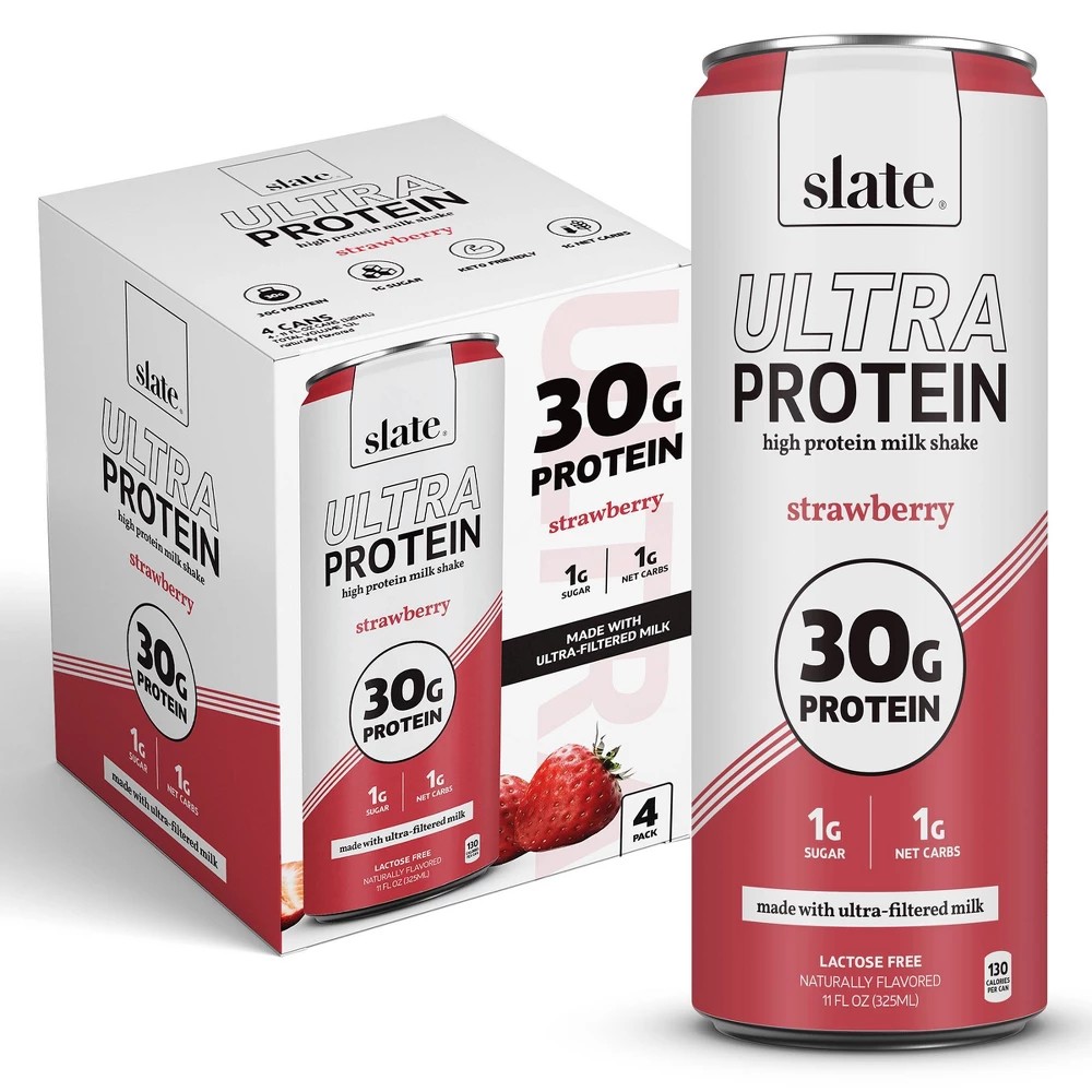 Slate Milk Strawberry Ultra 30g Protein Shake Cans - 11 Fl Oz/4pk