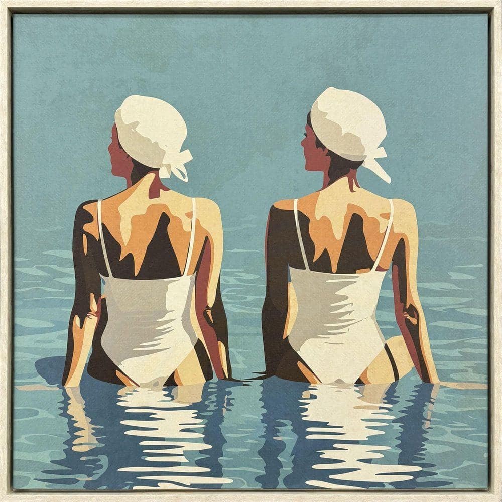 2 Friends at the Beach by Oz 1 Piece Framed Coastal Art Print 42 in. X 42 in