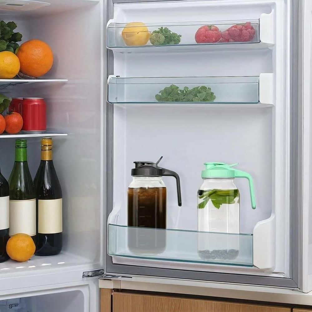 64 Oz. Glass Pitcher 1 Piece Mason Jar Wide Mouth Airtight Leakproof Glass Set with Lid for Iced Tea Juice Drinks