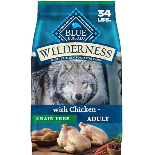 Blue Buffalo Wilderness with Chicken High Protein Grain Free Dry Food for Adult Dogs, 34% Protein, Supports Immunity with Antioxidant-Rich LifeSource 