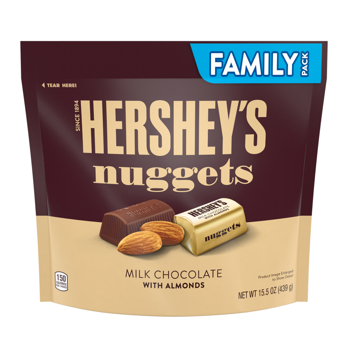 Hershey S Nuggets Milk Chocolate with Almonds Candy  Family Pack 15.5 Oz