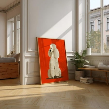 Elegant White Poodle Print  Modern Minimalist Dog Wall Art Home Decor #3439  12x18 UNFRAMED