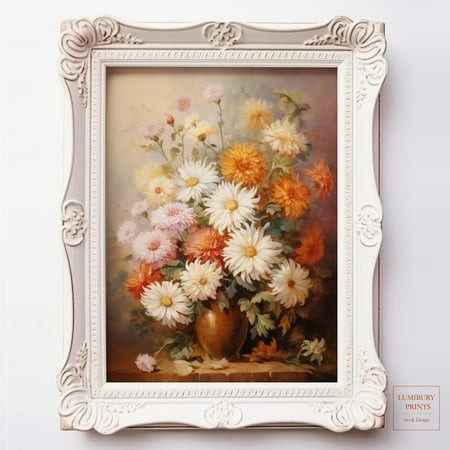 Chrysanthemum Wall Art  Mum Fall Decor  Rustic Autumn Decor  Vintage Botanical Wall Art  Cozy Floral Art Print  Home Decor #2292  Unframed Poster Size