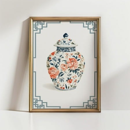 Floral Chinoiserie Ginger Jar Art Print Home Decor #2658  Unframed Poster Size 16x24