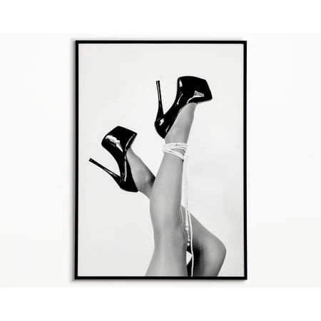 Black Heels Fashion Poster Chic Teen Room Decor V1  Unframed Canvas 12x16in