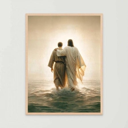 Follow His Path Christian Wall Art Jesus Walking on Water Bible Print  Unframed Paper Poster 11x14in