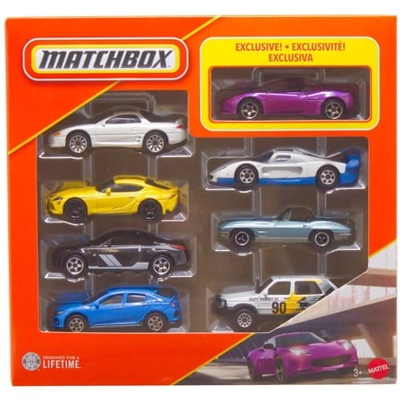 Matchbox  94 Mitsubishi 3000GT   23 Toyota GR Supra  Nissan 350Z  2017 Honda Civic Hatchback   08 Lotus Evora   04 Maserati MC12   63 Chevy Corvette &