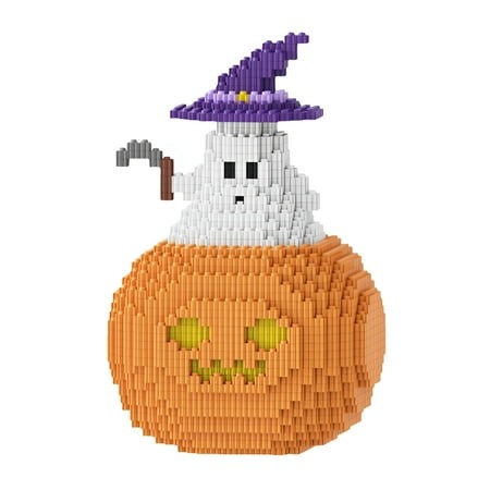 BESTSKY 2026 New Halloween Pumpkin Ghost Building Blocks 10 Inches Halloween Party Favor Toys Games Halloween Blocks Bricks Kit for Kids Boys Girls Te
