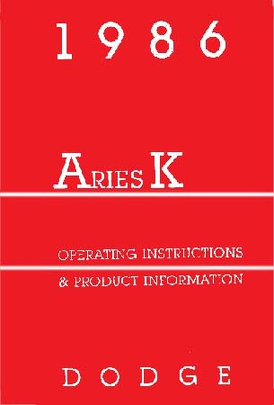 Bishko OEM Maintenance Owner S Manual Bound for Dodge Aries 1986