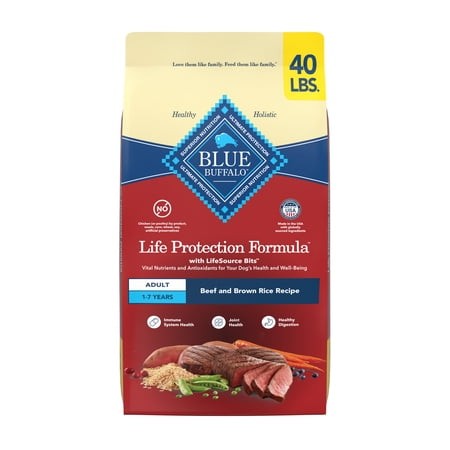 Blue Buffalo Life Protection Formula  Natural Adult Dry Dog Food  Beef  40lb
