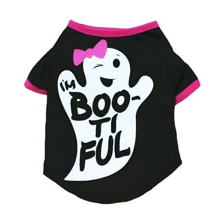 TELOLY 2026 New Halloween Theme Puppy Dog Shirt Costume Tee for Halloween Party  Trick-or-Treat  Pet Parade (Ghost  Large)