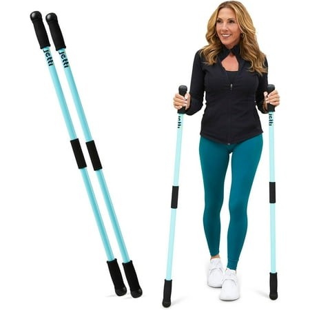 Jetti 1.2lb PVC Weighted Walking Sticks for Adults with Rubber Feet  Blue  Large  2 Poles