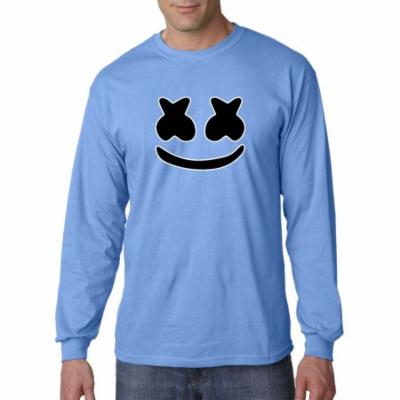 Trendy USA 1136 - Unisex Long-Sleeve T-Shirt Marshmello DJ Smiley Face XL Carolina Blue