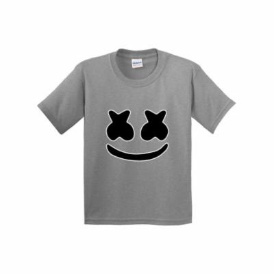 Trendy USA 1136 - Youth T-Shirt Marshmello DJ Smiley Face Medium Heather Grey