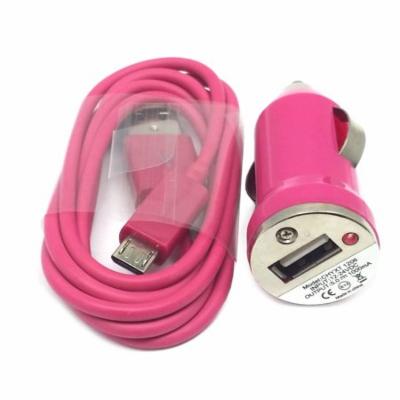 Importer520 Hot Pink Combo Mini Compact 1000mAh Car Charger + Micro USB Data Sync / Battery Charge Cable for HTC?Windows Phone 8X HTC 6990 HTC Zenith(