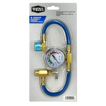 super tech r-1234yf refrigerant charging hose with gauge