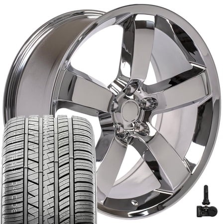 OE Wheels DG04 20 Inch Rims and Tires Fit Charger SRT Style 5x115 20x9 Chrome - Hollander 2262 - Atrezzo SVA2 245/45r20 (Set of 4)