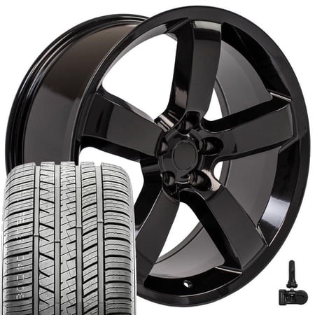 OE Wheels DG04 20 Inch Rims and Tires Fit Charger SRT Style 5x115 20x9 Gloss Black - Hollander 2262 - Atrezzo SVA2 275/40r20 (Set of 4)
