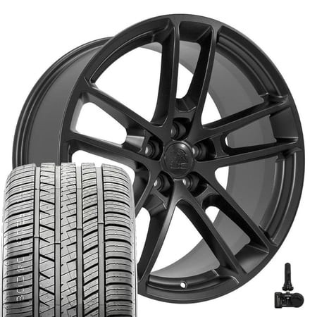 OE Wheels DG23 20 Inch Rims and Tires Fit Charger/Challenger SRT Hellcat Style 5x115 20x9 Satin Black - Hollander 2718 - Atrezzo SVA2 245/45r20 (Set o