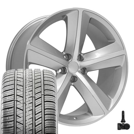 OE Wheels DG05 20 Inch Rims and Tires Fit Challenger SRT Style 5x115 20x9 Gloss Silver Machined - Hollander 2357 - Atrezzo SVA2 275/40r20 (Set of 4)