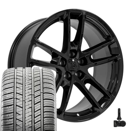 OE Wheels DG23 20 Inch Rims  Tires & TPMS Fit Charger/Challenger SRT Hellcat Style 5x115 20x9 / 20x10 Gloss Black - Hollander 2718 - Atrezzo SVA2 245/