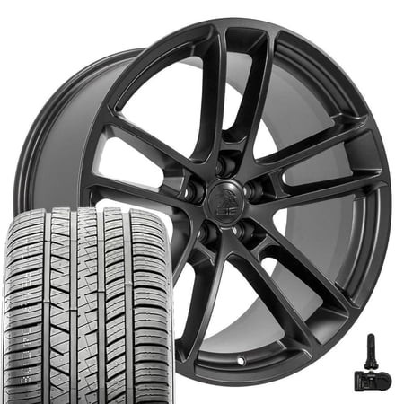 OE Wheels DG23 20 Inch Rims and Tires Fit Charger/Challenger SRT Hellcat Style 5x115 20x10 Satin Black - Hollander 2718 - Atrezzo SVA2 275/40r20 (Set 