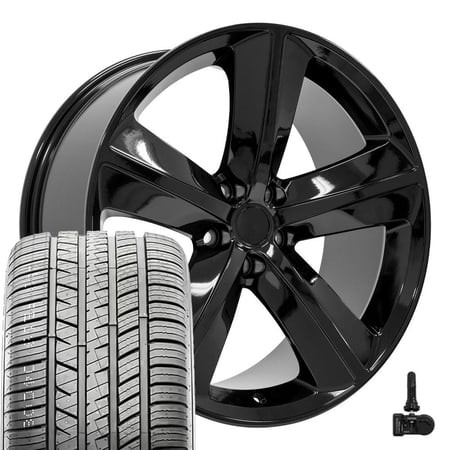 OE Wheels DG05 20 Inch Rims and Tires Fit Challenger SRT Style 5x115 20x9 Gloss Black - Hollander 2357 - Atrezzo SVA2 245/45r20 (Set of 4)
