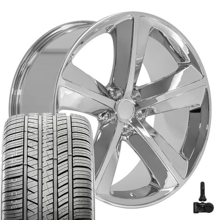 OE Wheels DG05 20 Inch Rims and Tires Fit Challenger SRT Style 5x115 20x9 Chrome - Hollander 2357 - Atrezzo SVA2 275/40r20 (Set of 4)