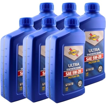 SUNOCO 721056 (7473) Ultra Synthetic Blend 5W-20 Motor Oil – API SQ/ILSAC GF-7A – 1 Quart – (Pack of 6)