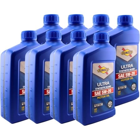 SUNOCO 721056 (7473) Ultra Synthetic Blend 5W-20 Motor Oil – API SQ/ILSAC GF-7A – 1 Quart – (Pack of 8)