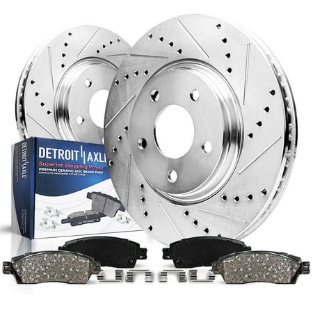 Detroit Axle - 4pc Front Brake Kit for 05-06 Nissan Altima 05-07 09-12 Murano 04-08 Maxima 03-05 INFINITI FX35 FX45  Drilled and Slotted Disc Brake Ro
