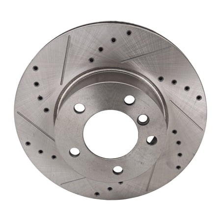 KarParts360 for BMW 320i 2013 2014 2015 Brake Disc Front  Driver or Passenger Side | Single Piece | Cross-drilled and Slotted | Replacement for 34312 
