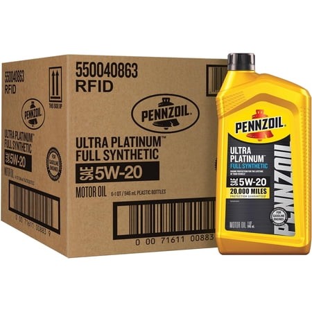 Pennzoil Ultra Platinum 5W-20 Full Synthetic Motor Oil  1 Quart Bottles – 6 Pack