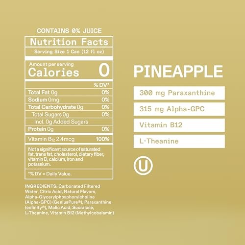 UPDATE Energy Drink Pack, Caffeine Free, Zero Sugar, No Jitters, No Crash, Paraxanthine Powered, Sugar Free, No Artificial Flavors, 12 Pack (12 Fl Oz  thumbnail