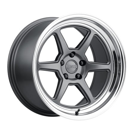 Kansei K14G Roku 18x10.5in / 5x112 BP / 12mm Offset / 66.56mm Bore - Grey & Machined Lip Wheel